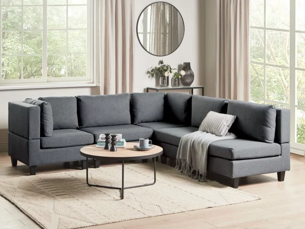 5-Seater Modular Corner Sofa UNSTAD Dark Grey DEF