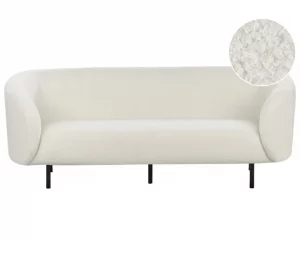 Sofá de 3 lugares em tecido bouclé preto e branco LOEN