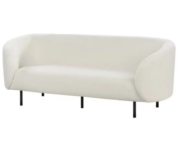 Sofá de 3 lugares em tecido bouclé preto e branco LOEN