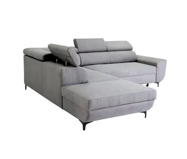Sofá de canto com cama WESLEY esquerda 4 lugares cinza