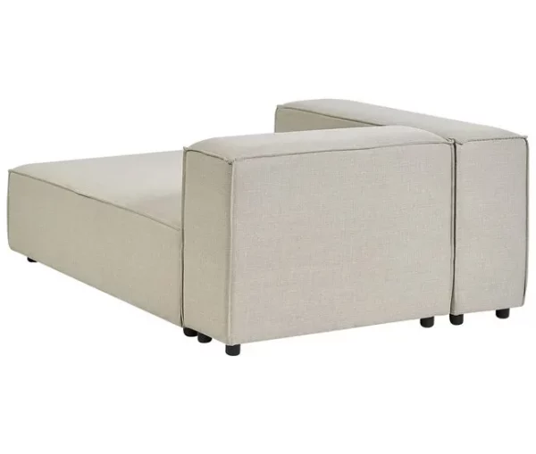 Sofá de canto 2 lugares com repousa-pés em linho creme à direita APRICA