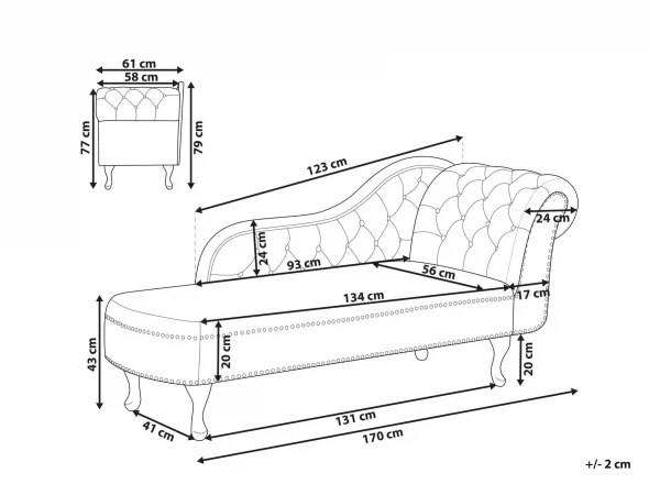 Chaiselongue NIMES recht Samtstoff violett CH