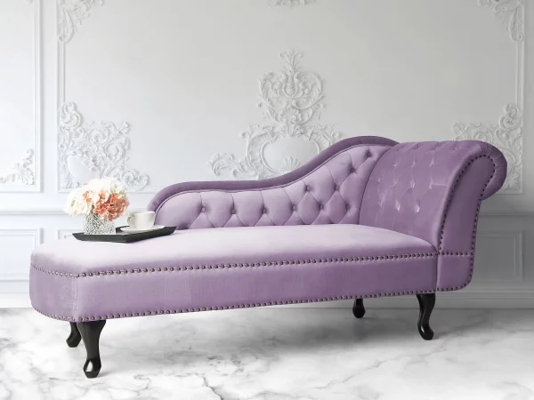 Chaiselongue NIMES recht Samtstoff violett CH
