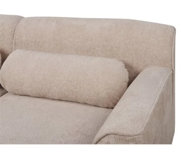 Sofá de canto 3 lugares em tecido chenille creme à esquerda SIMOS