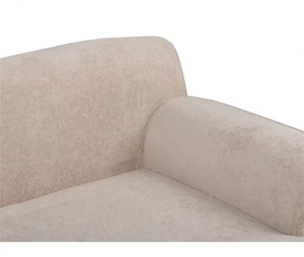 Sofá de canto 3 lugares em tecido chenille creme à esquerda SIMOS