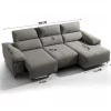 Chaise longue elétrica BALIO dereita 3 lugares vison