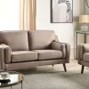 Sofa LOKKA, 2 sitzer brown fabric DEF