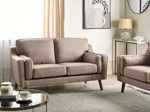Sofa LOKKA, 2 sitzer brown fabric DEF