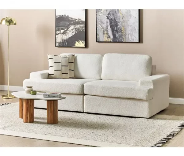 Sofá 3 lugares em bouclé branco ALLA