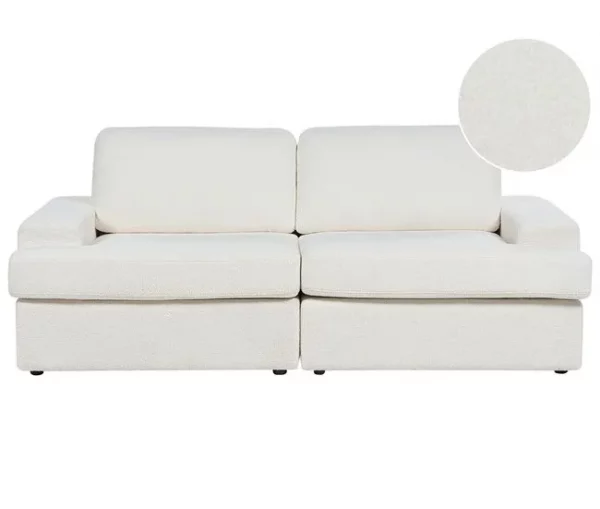 Sofá 3 lugares em bouclé branco ALLA