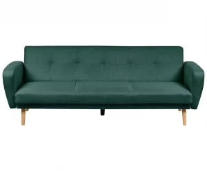 Sofá-cama com 3 lugares em tecido verde escuro FLORLI