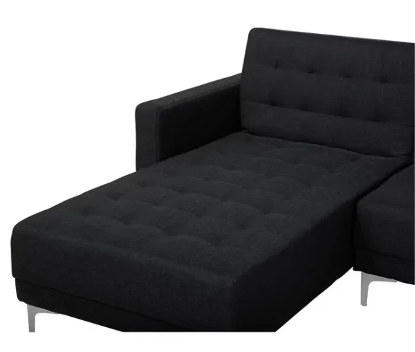 Sofá-cama XXL de 6 lugares em tecido cinzento grafite ABERDEEN