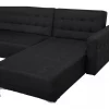 Sofá-cama XXL de 6 lugares em tecido cinzento grafite ABERDEEN