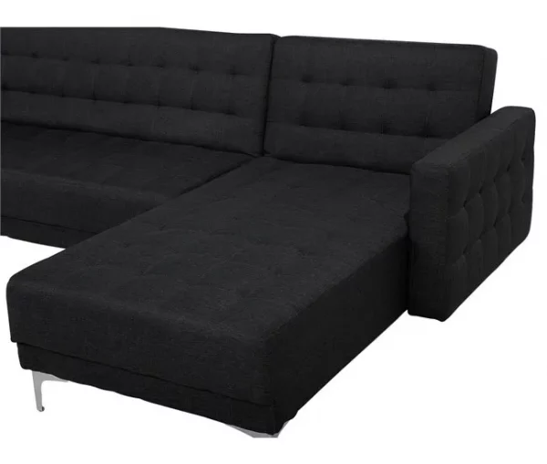 Sofá-cama XXL de 6 lugares em tecido cinzento grafite ABERDEEN