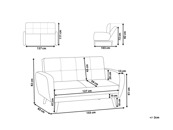 2-er Schlafsofa FLORLI hellgrau - CH