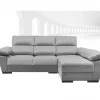 Chaise longue 4 lugares reversível cinza claro LODIS