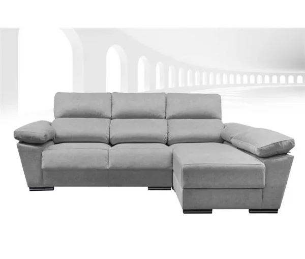 Chaise longue 4 lugares reversível cinza claro LODIS