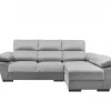 Chaise longue 4 lugares reversível cinza claro LODIS