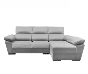 Chaise longue 4 lugares reversível cinza claro LODIS