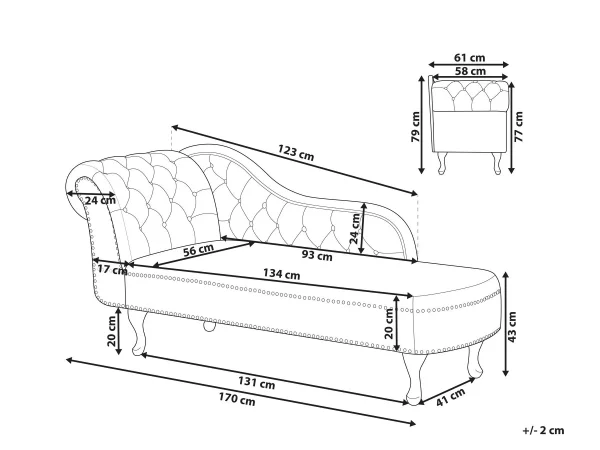 Chaiselongue NIMES samt, violett, links CH