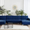 Sofa ABERDEEN U-förmig Samt Marineblau CH.