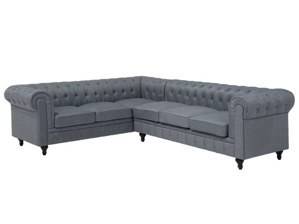 Ecksofa rechts, CHESTERFIELD, Hellgrau CH.