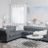 Ecksofa rechts, CHESTERFIELD, Hellgrau CH.