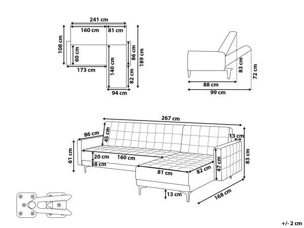 Sofa links/rechts ABERDEEN Dunkelbraun CH