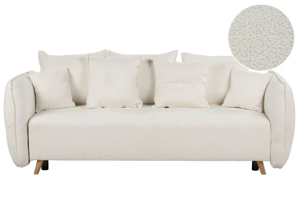 Sofa bed VALLANES, off white boucle DEF
