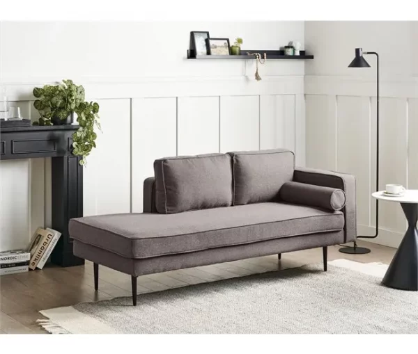 Chaise-longue em tecido castanho à direita MIRAMAS