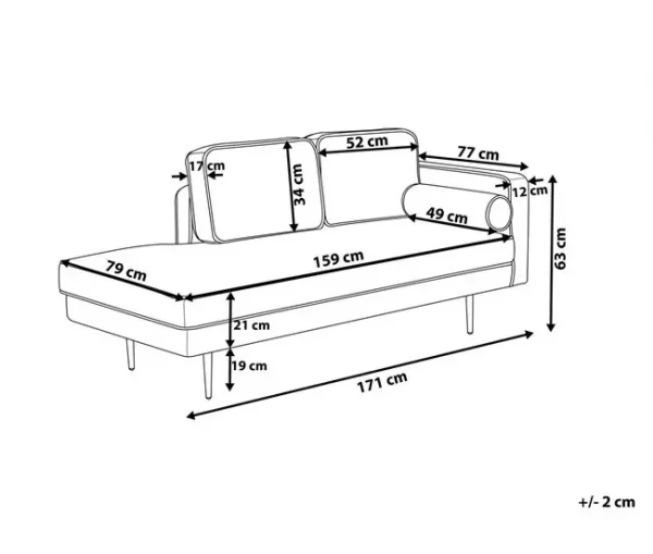 Chaise-longue em tecido castanho à direita MIRAMAS