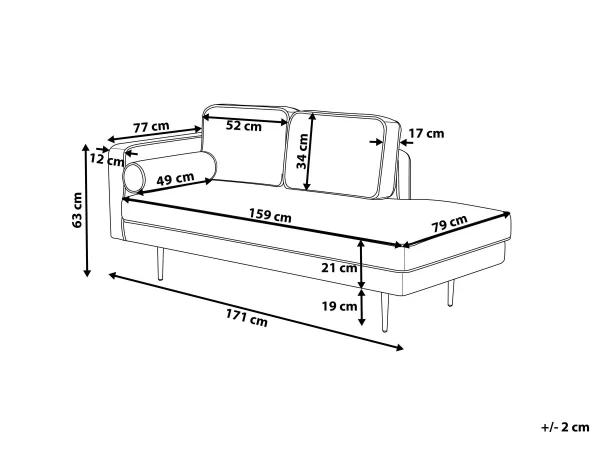 Chaiselongue MIRAMAS links smaragdgrün CH
