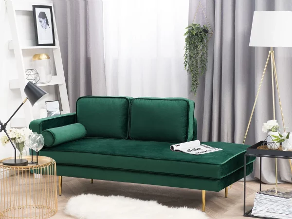Chaiselongue MIRAMAS links smaragdgrün CH
