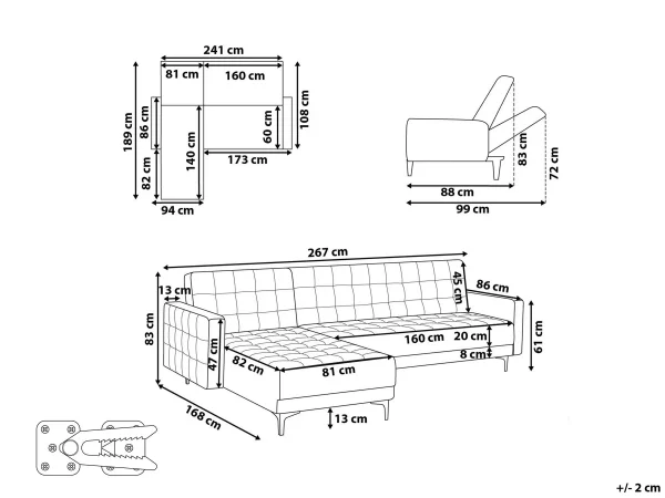 Sofa ABERDEEN links/rechts, Schwarz, Kunstleder CH.