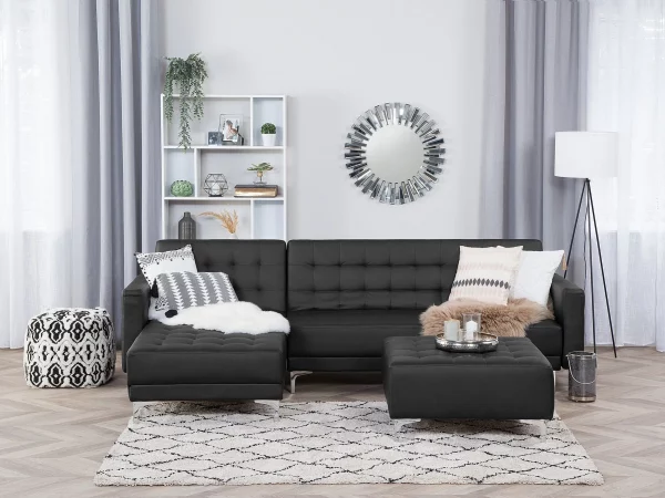 Sofa ABERDEEN links/rechts, Schwarz, Kunstleder CH.