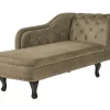 Chaise-longue à direita em veludo verde-oliva NIMES