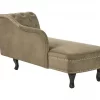Chaise-longue à direita em veludo verde-oliva NIMES