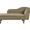 Chaise-longue à direita em veludo verde-oliva NIMES