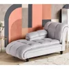 Chaise-longue à direita em veludo cinzento claro LORMONT