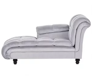 Chaise-longue à direita em veludo cinzento claro LORMONT