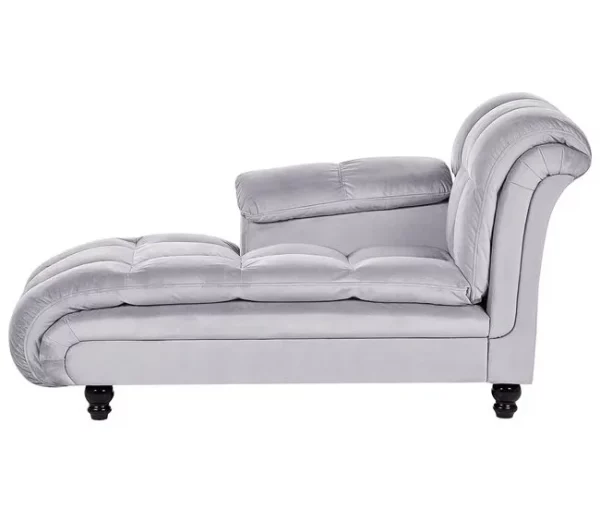 Chaise-longue à direita em veludo cinzento claro LORMONT