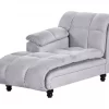 Chaise-longue à direita em veludo cinzento claro LORMONT