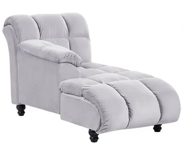 Chaise-longue à direita em veludo cinzento claro LORMONT