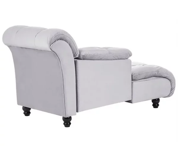 Chaise-longue à direita em veludo cinzento claro LORMONT