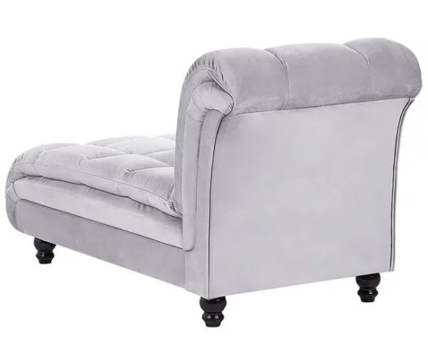 Chaise-longue à direita em veludo cinzento claro LORMONT