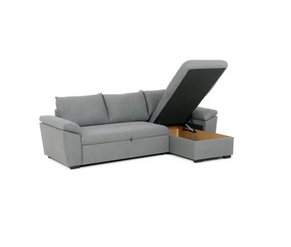 Chaise longue com cama ANTON reversível 3 lugares cinza
