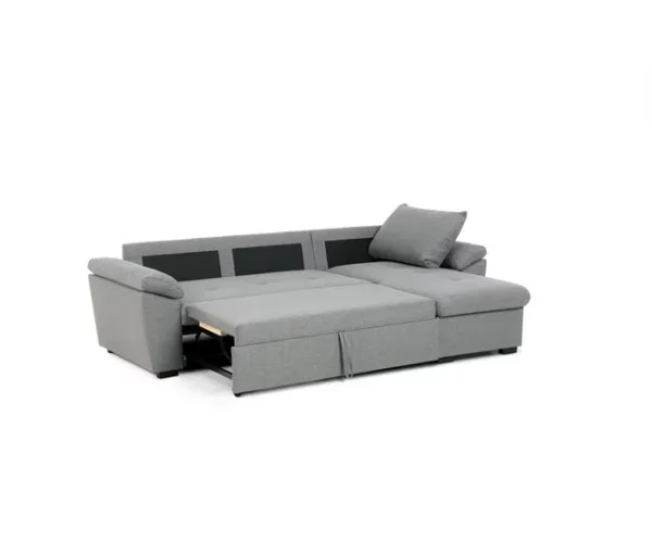 Chaise longue com cama ANTON reversível 3 lugares cinza