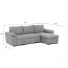 Chaise longue com cama ANTON reversível 3 lugares cinza