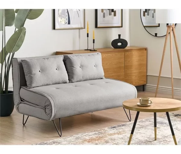Sofá-cama de 2 lugares em tecido cinzento claro VESTFOLD