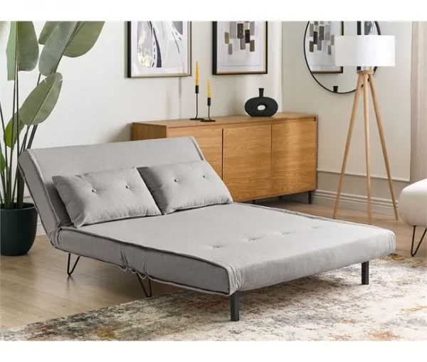 Sofá-cama de 2 lugares em tecido cinzento claro VESTFOLD
